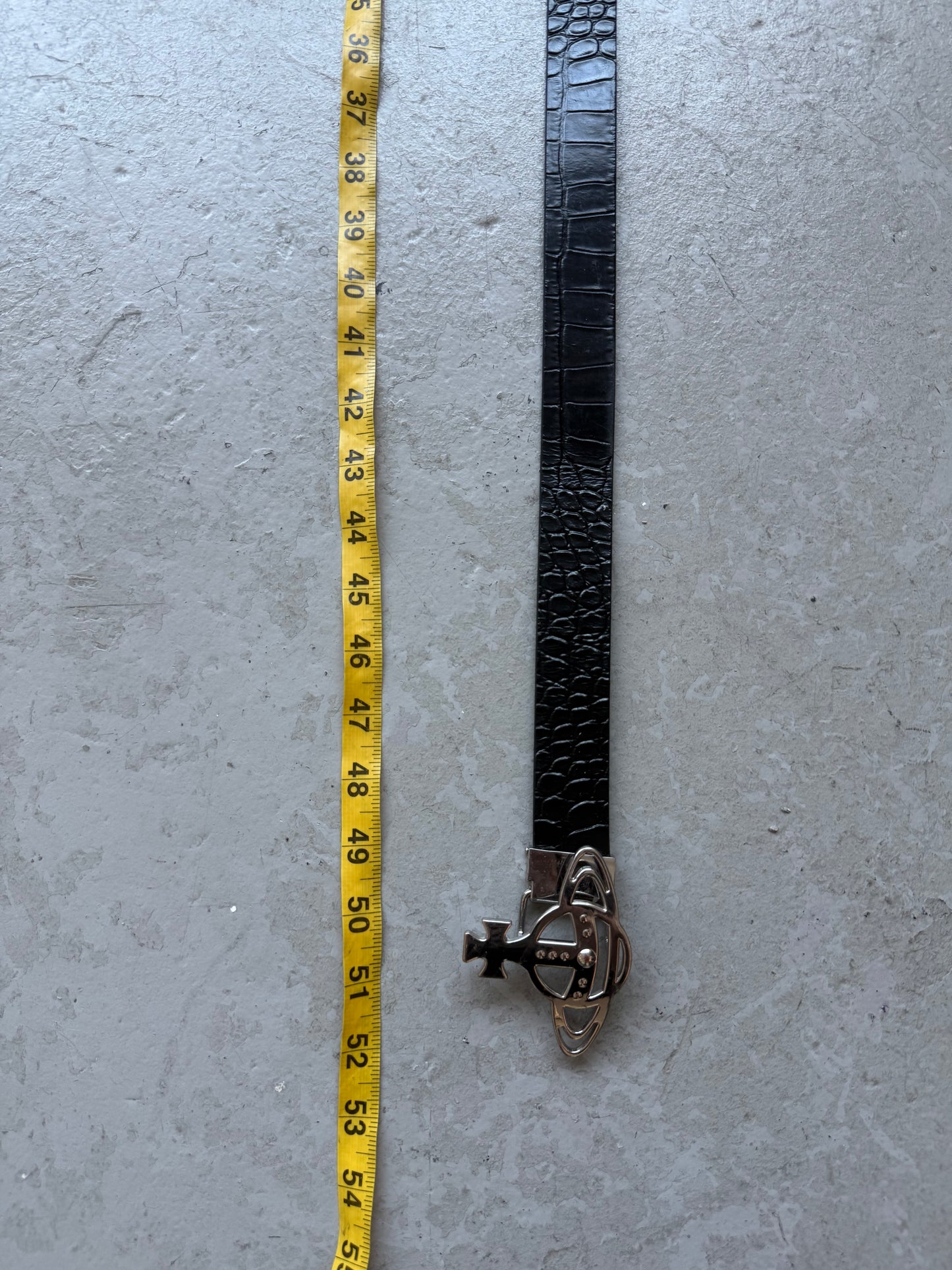 Vivienne Westwood Black Leather Belt With Silver Buckle (OS)