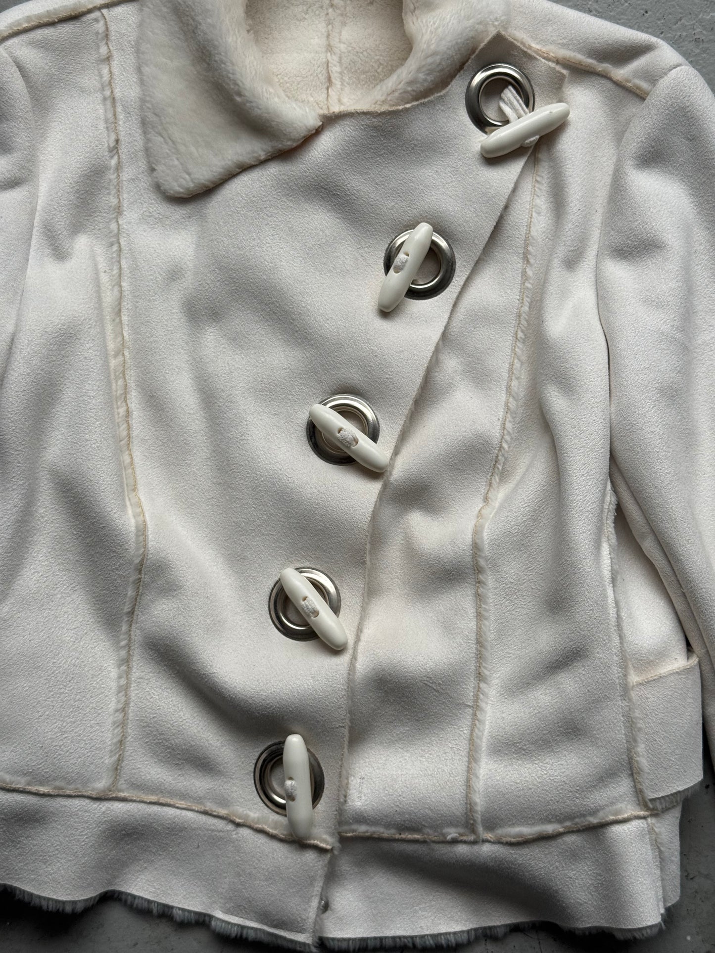Emporio Armani White Fur Lined Asymmetrical Jacket (46)