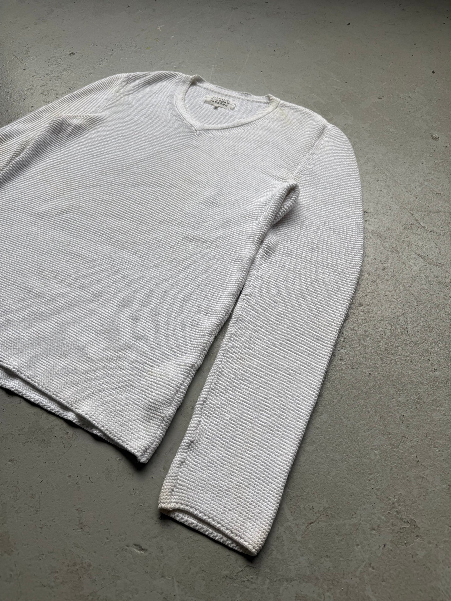 Maison Martin Margiela 14SS White V Neck Knit (XL)