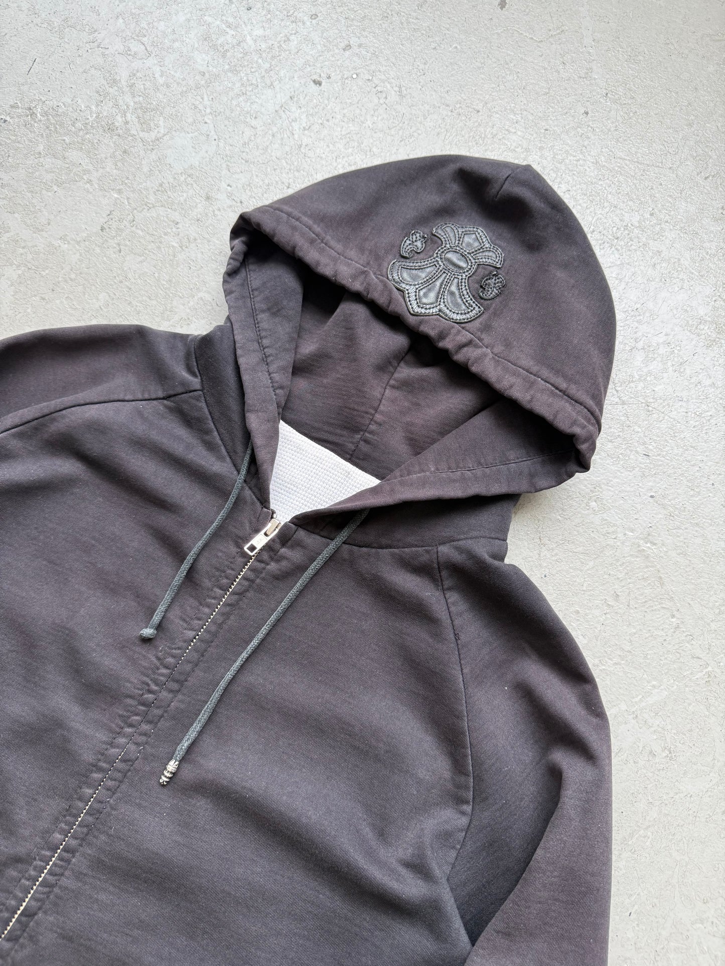 A&G Rock "Fuck You" Thermal Leather Patch Zip Up Hoodie (XL)