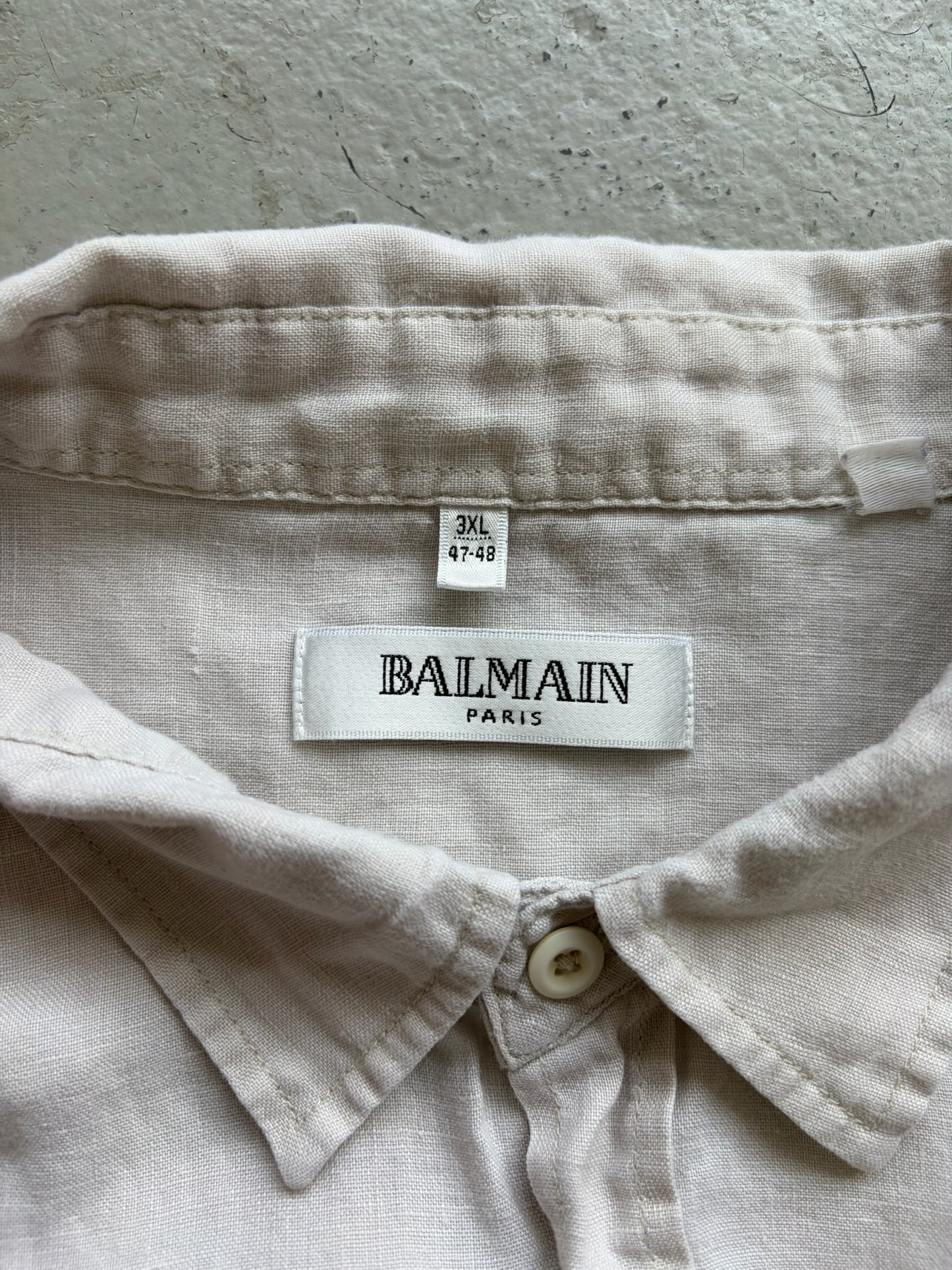 Balmain 100% Linen White Button Up (3XL)