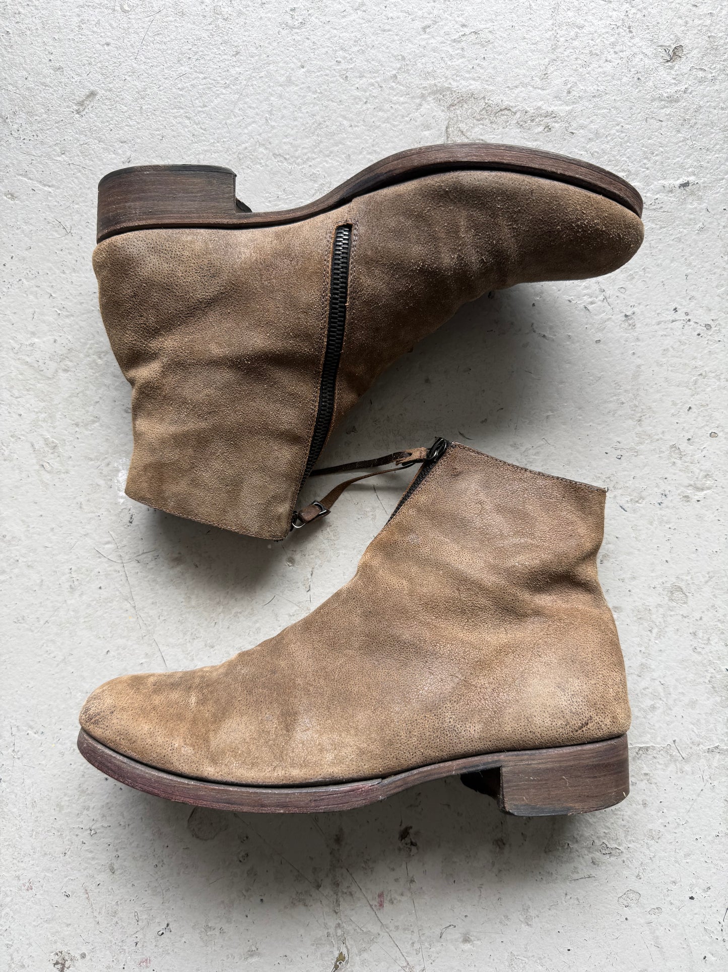 MA+ Tan Suede Spiral Zip Boots (40)