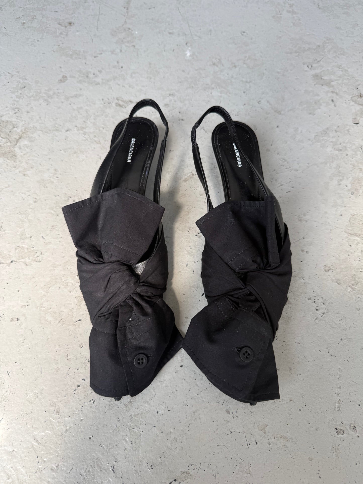 Balenciaga Bow Detail Leather Slingback Pumps