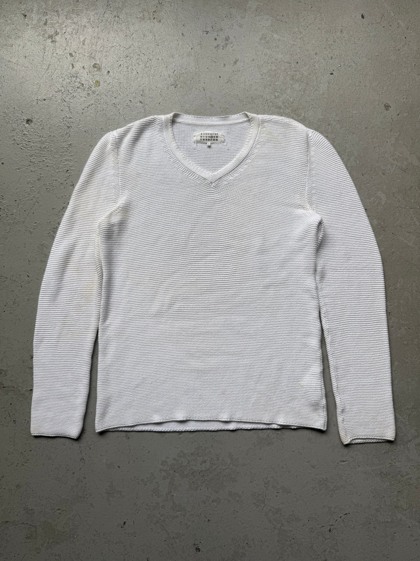 Maison Martin Margiela 14SS White V Neck Knit (XL)