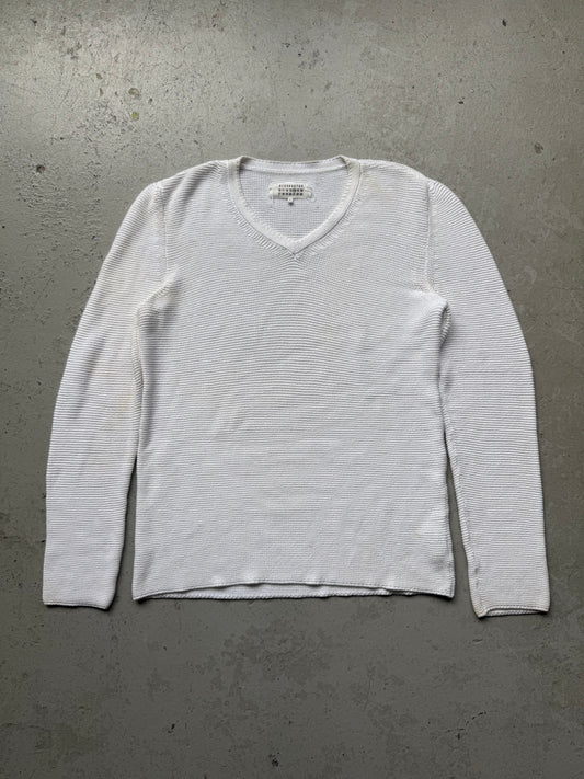 Maison Martin Margiela 14SS White V Neck Knit (XL)