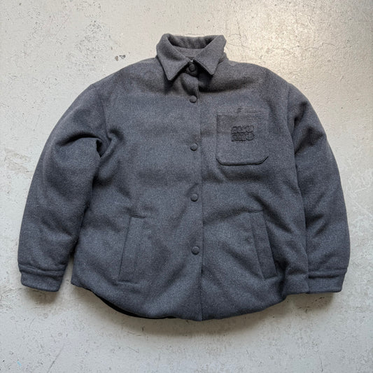 Miu Miu Logo-Embossed Felted Shirt Jacket (40)