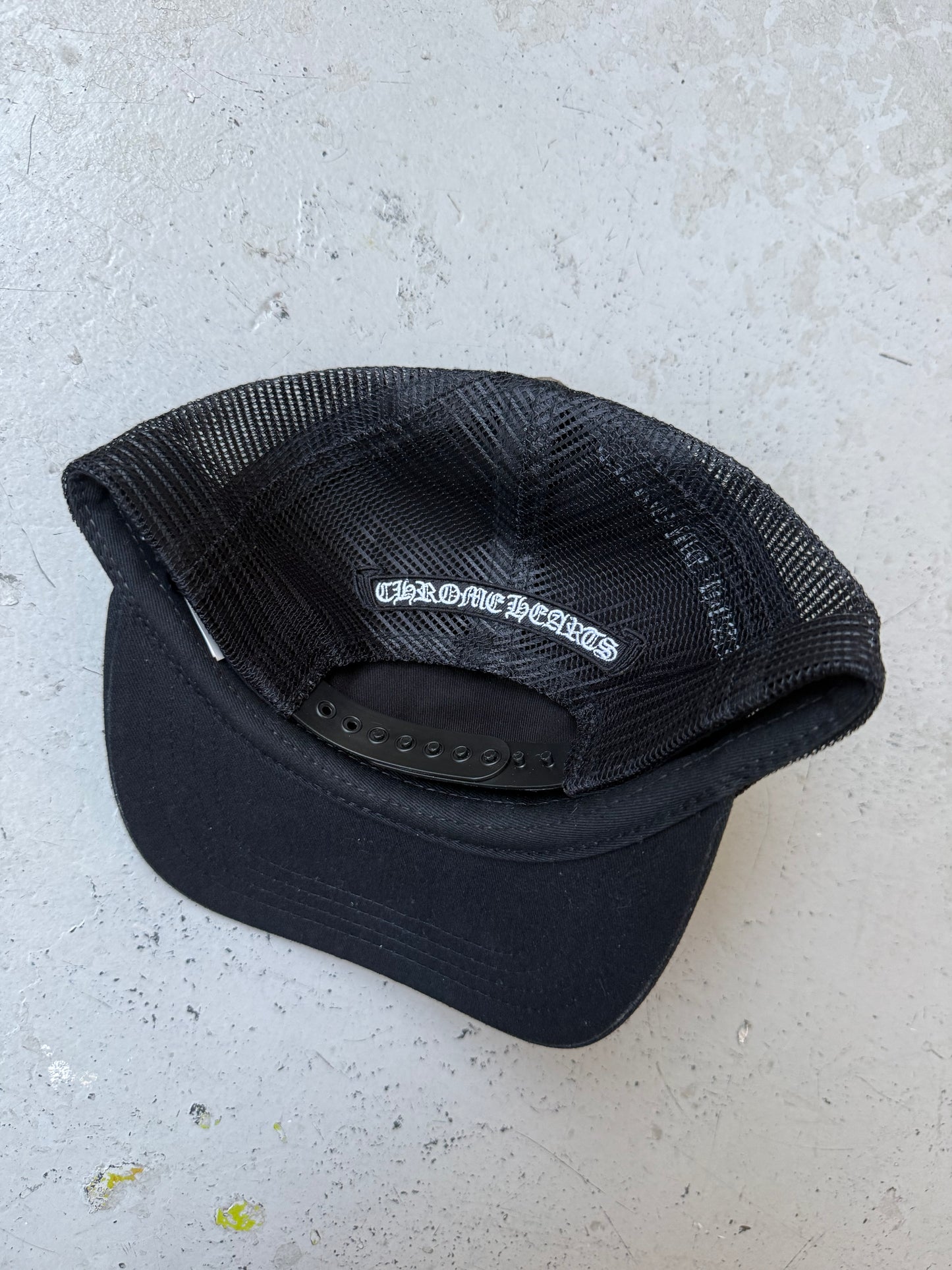 Chrome Hearts Camouflage Cemetery Cross Brown Leather Patch Trucker (OS)