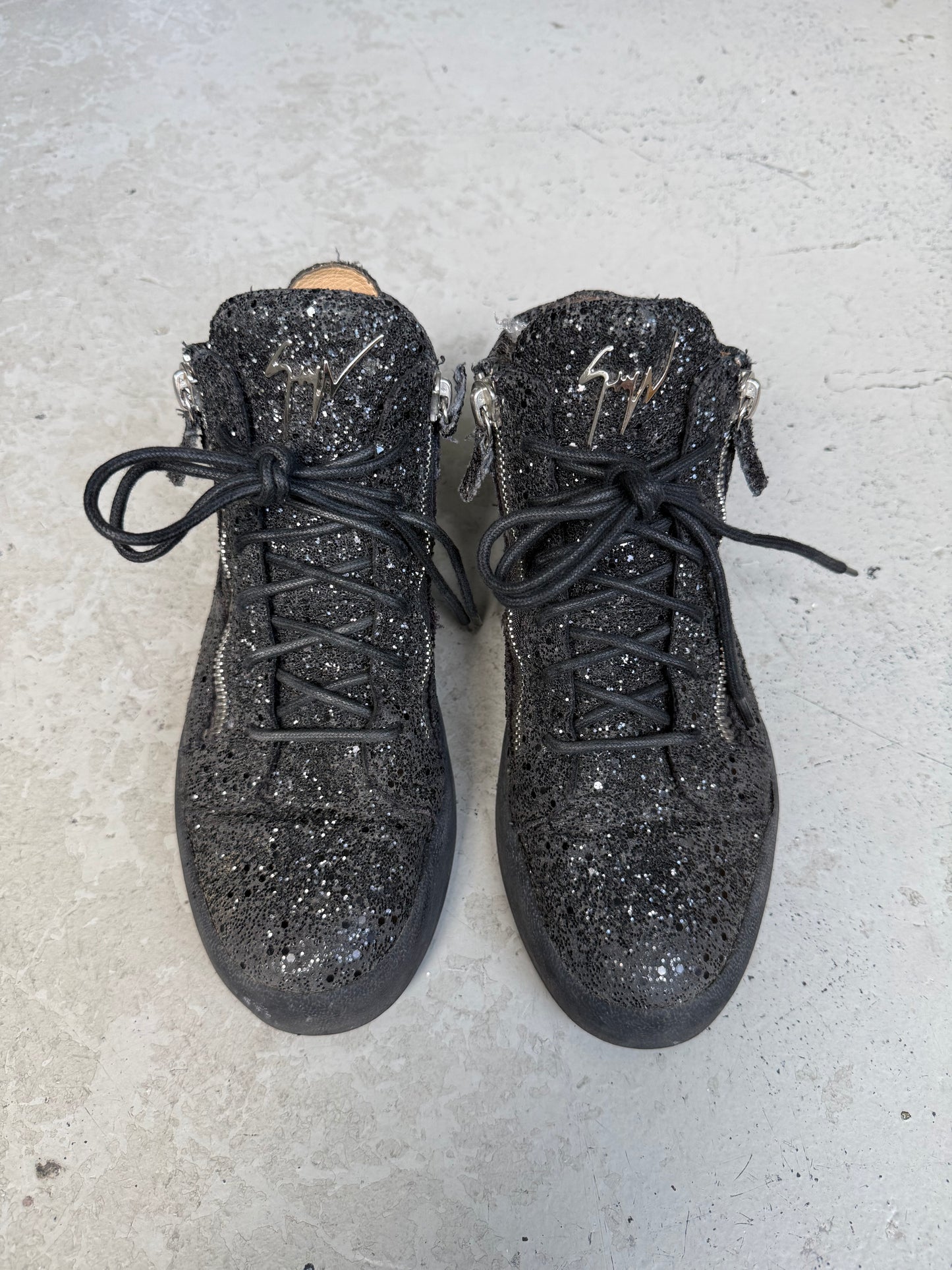 Giuseppe Black Sequin High Top Sneakers (42.5)