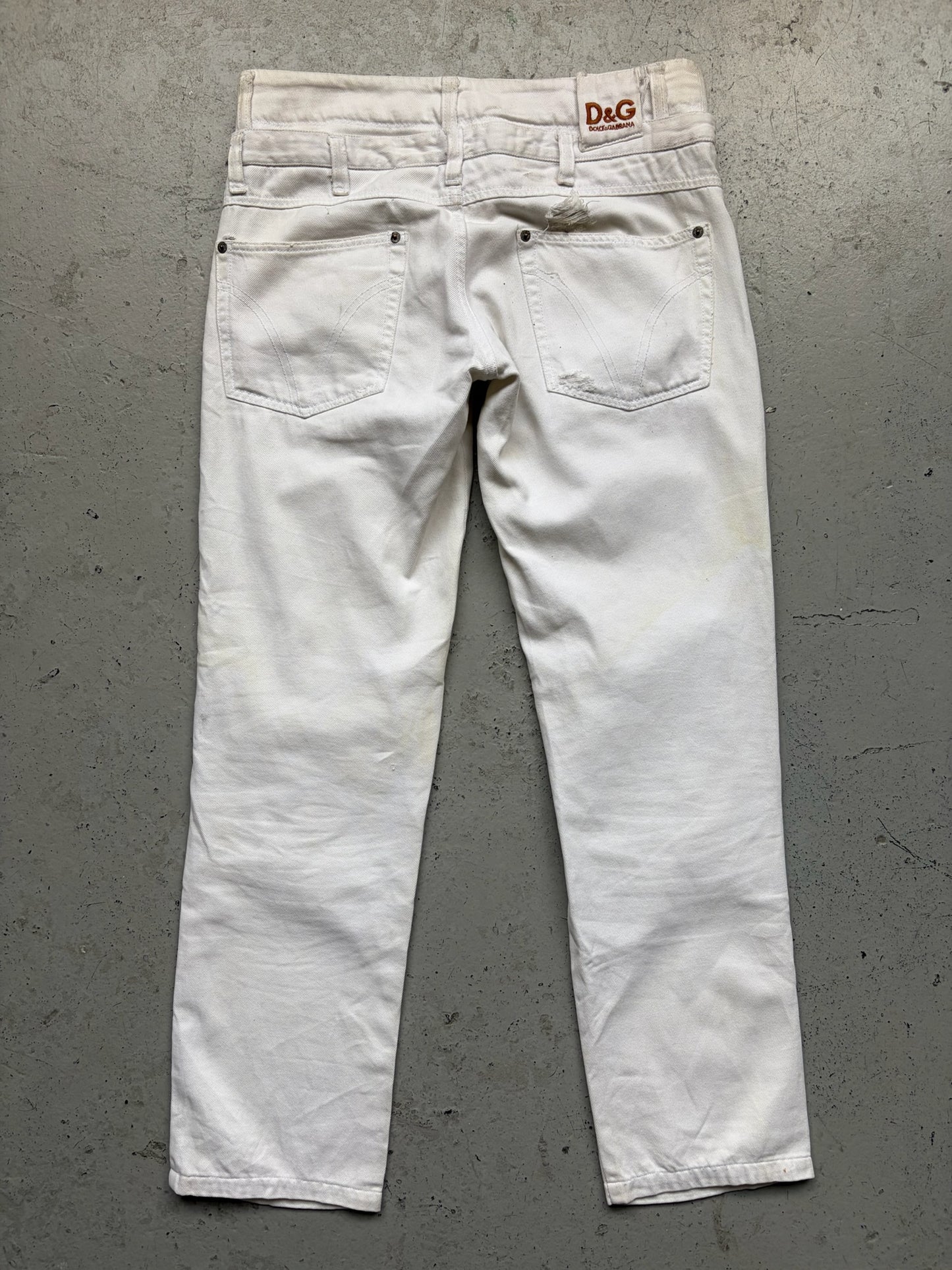 Dolce & Gabbana Double Waisted White Denim (45)