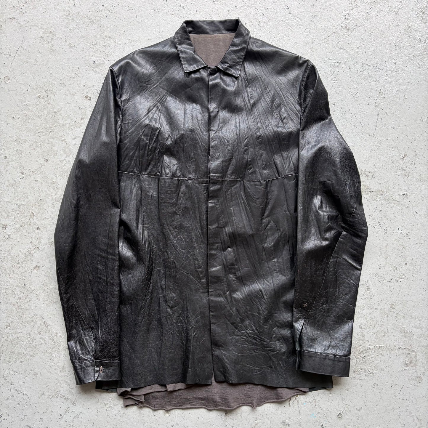 Ma+ Black Leather Button Up Shirt (S)