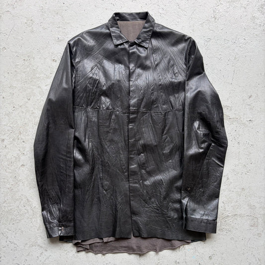 Ma+ Black Leather Button Up Shirt (S)