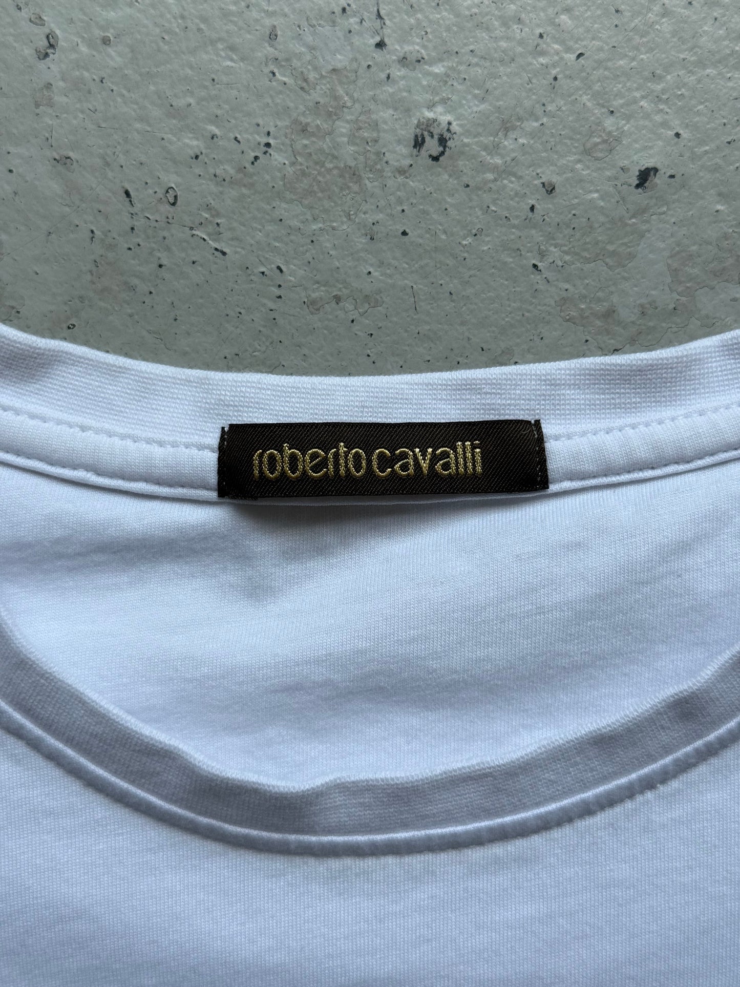 Roberto Cavalli Logo White Short Sleeve Shirt (XL)