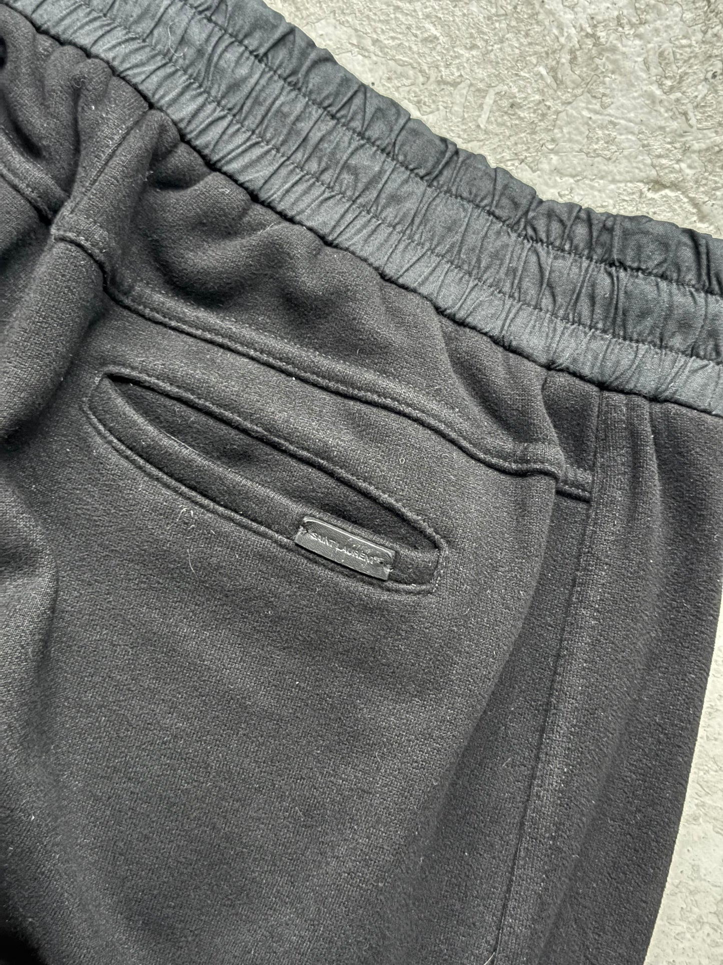 Saint Laurent Paris 2023 Black Cotton Wide Leg Sweatpants (L)