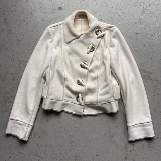 Emporio Armani White Fur Lined Asymmetrical Jacket (46)