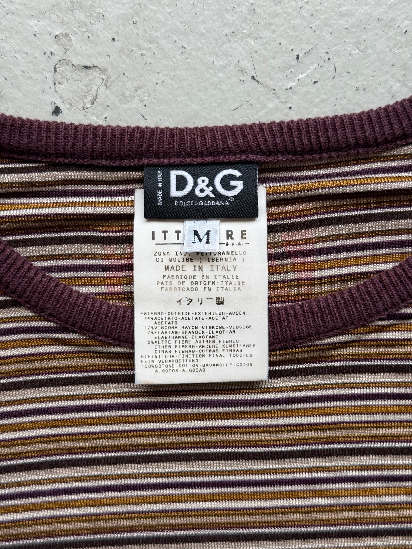 Dolce & Gabbana Maroon Striped Long Sleeve Shirt (M)