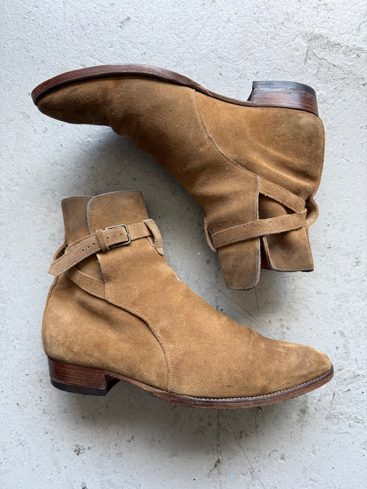 Saint Laurent Paris Wyatt Jodhpur Tan Suede Boots (41)