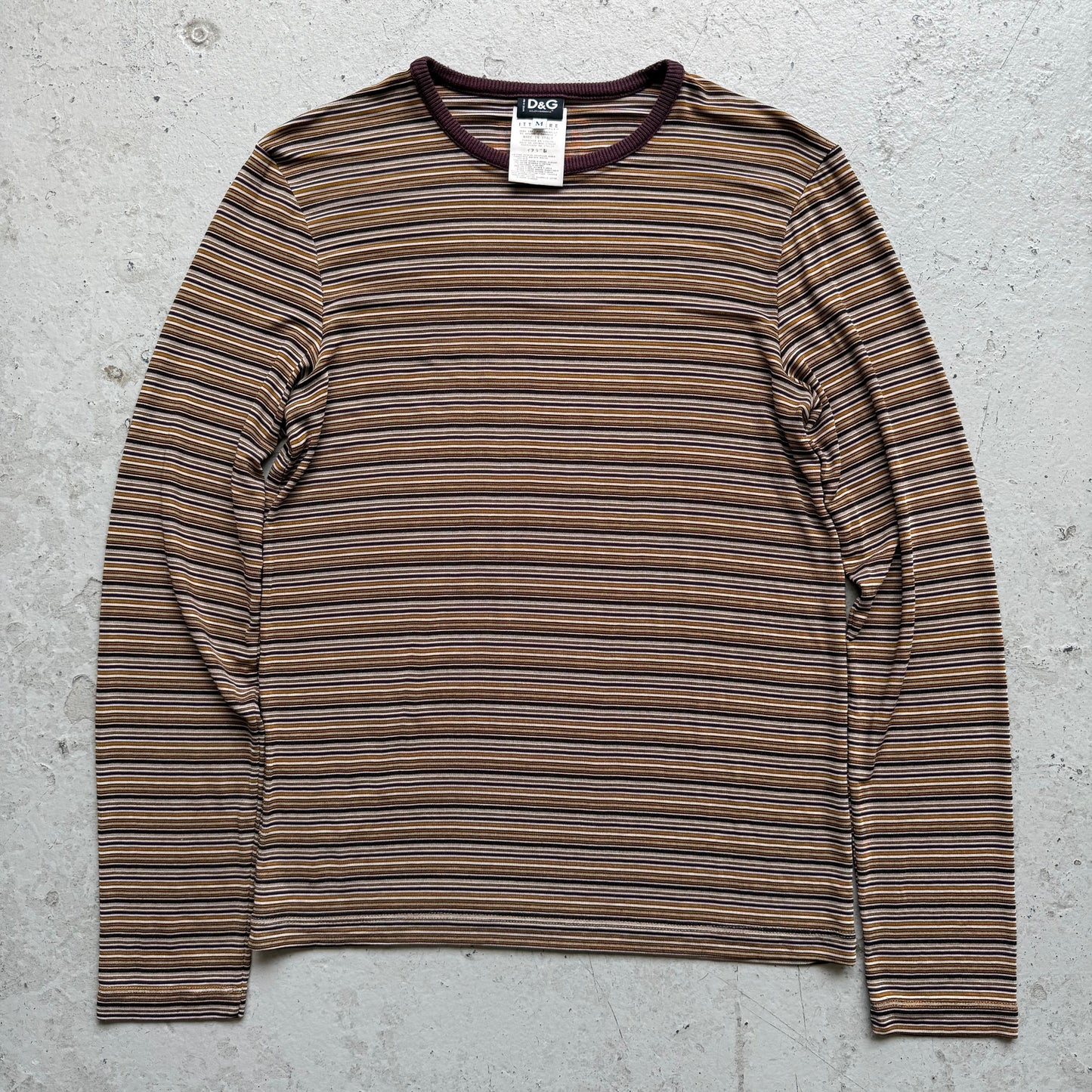 Dolce & Gabbana Maroon Striped Long Sleeve Shirt (M)