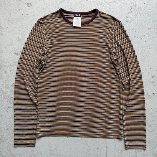 Dolce & Gabbana Maroon Striped Long Sleeve Shirt (M)