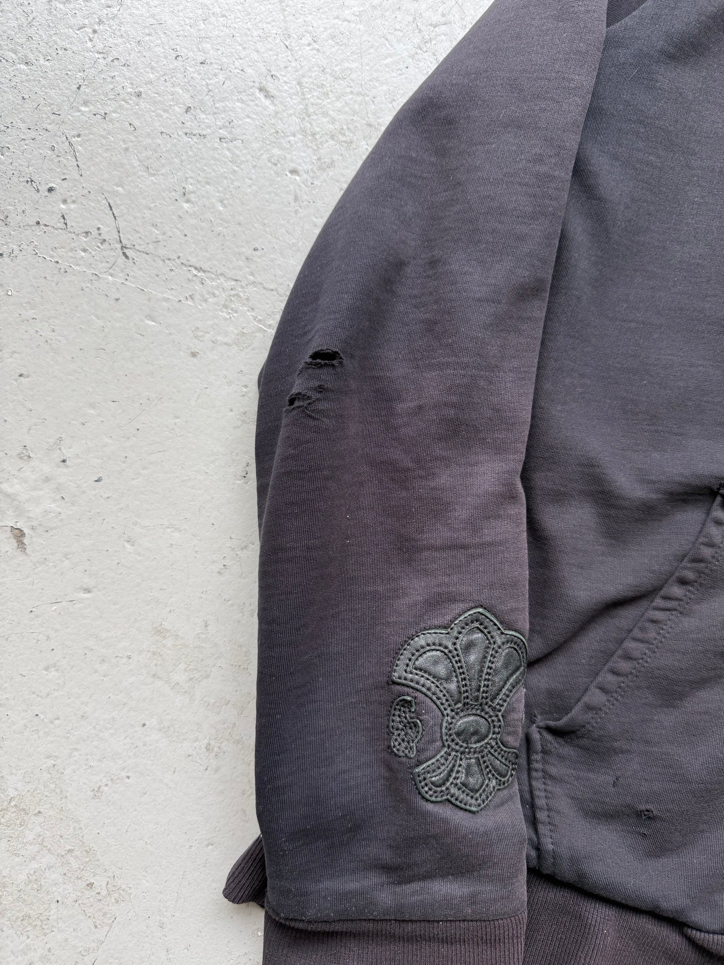 A&G Rock "Fuck You" Thermal Leather Patch Zip Up Hoodie (XL)
