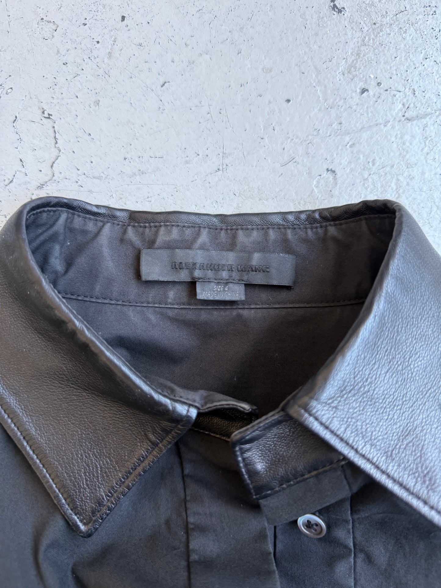 Alexander Wang Leather Collar Sheer Cut Button Up (4)