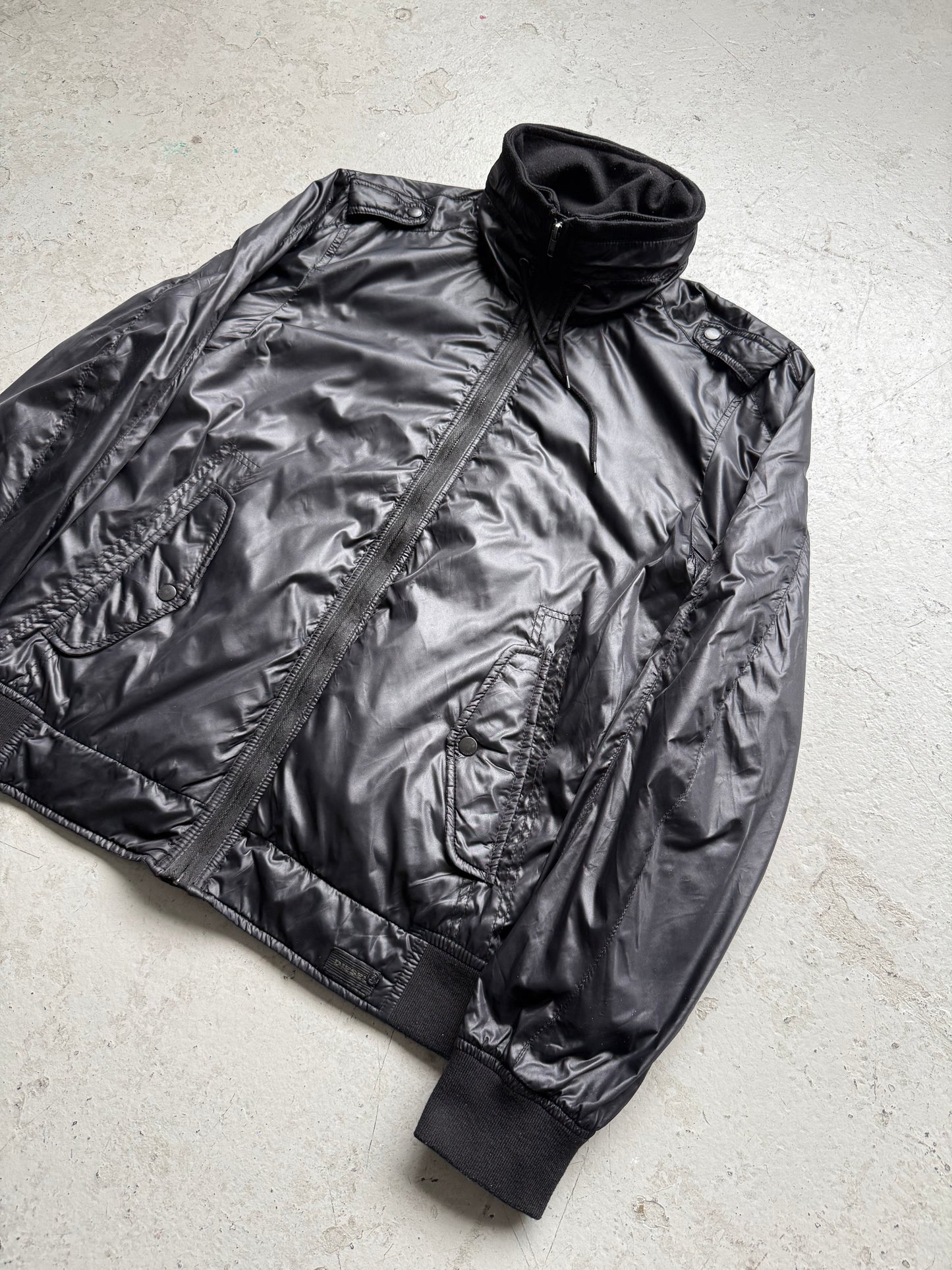 Diesel Black Nylon Zip Up (XL)