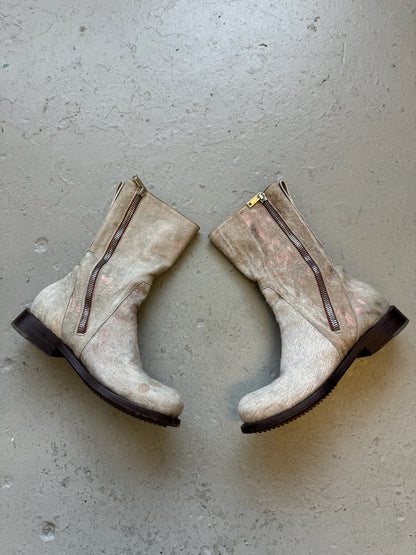 Rick Owens AW18 SISYPHUS Cinnamon Ponyhair Cop Boots (42)