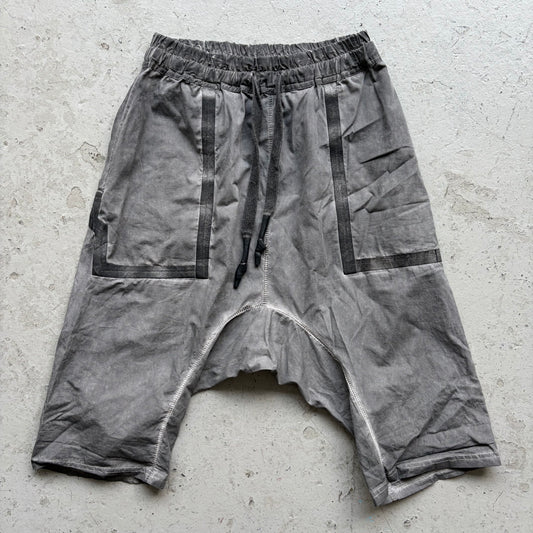 Isaac Sellam Stone Wash Drop Crotch Shorts (M)