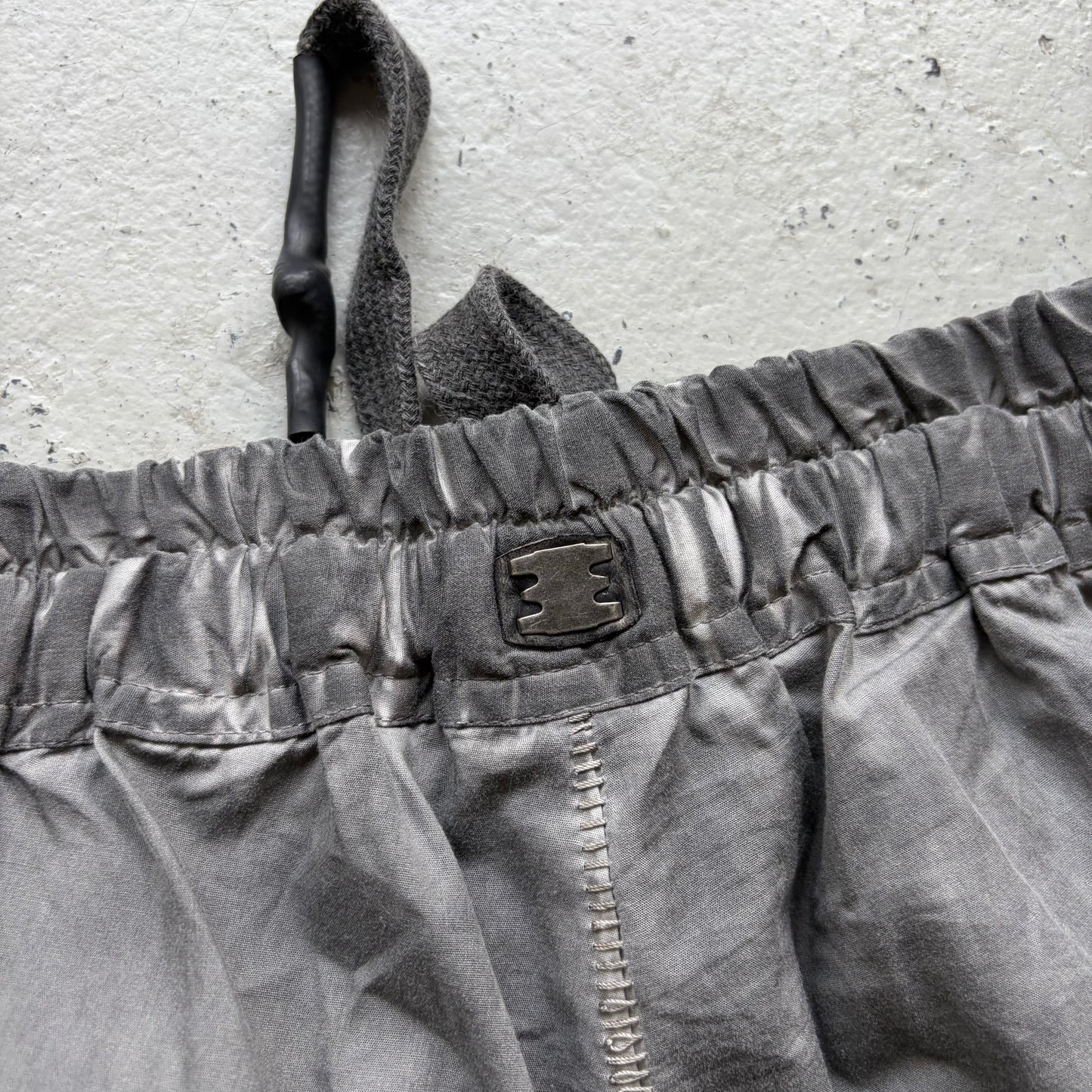 Isaac Sellam Stone Wash Drop Crotch Shorts (M)