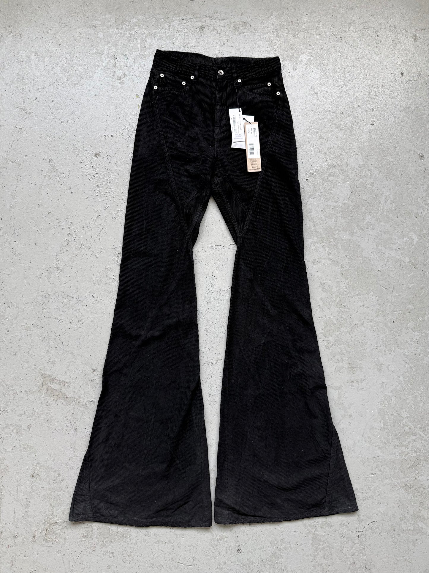 Rick Owens FW24 Black Bias Bootcut Corduroy  (28)