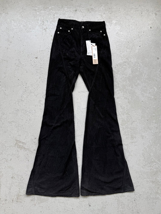 Rick Owens FW24 Black Bias Bootcut Corduroy  (28)