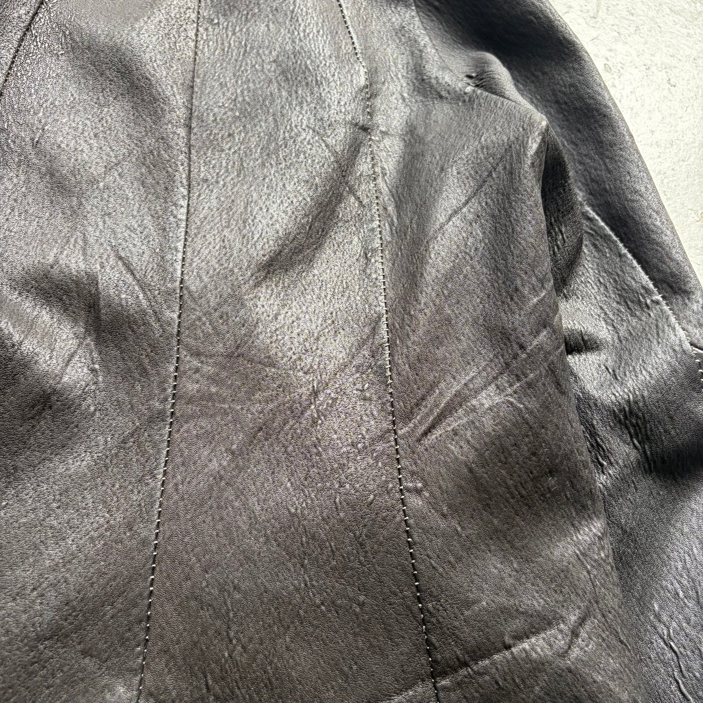 Masnada Overlock Stitch Hooded Black Lambskin Leather Jacket (52)