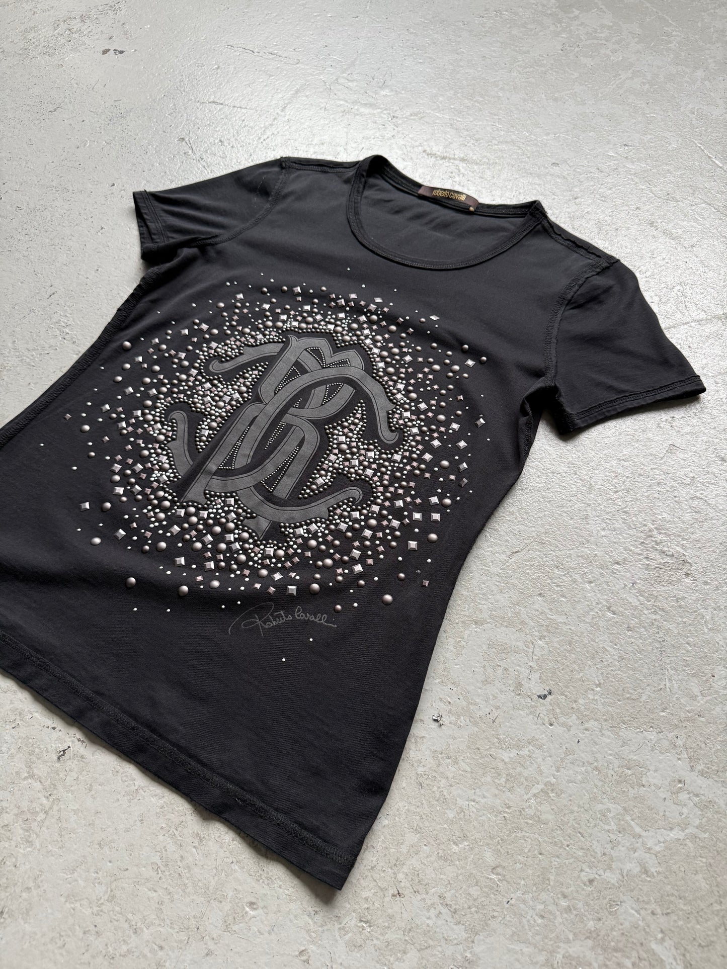 Roberto Cavalli RC Studded Black Short Sleeve (38)
