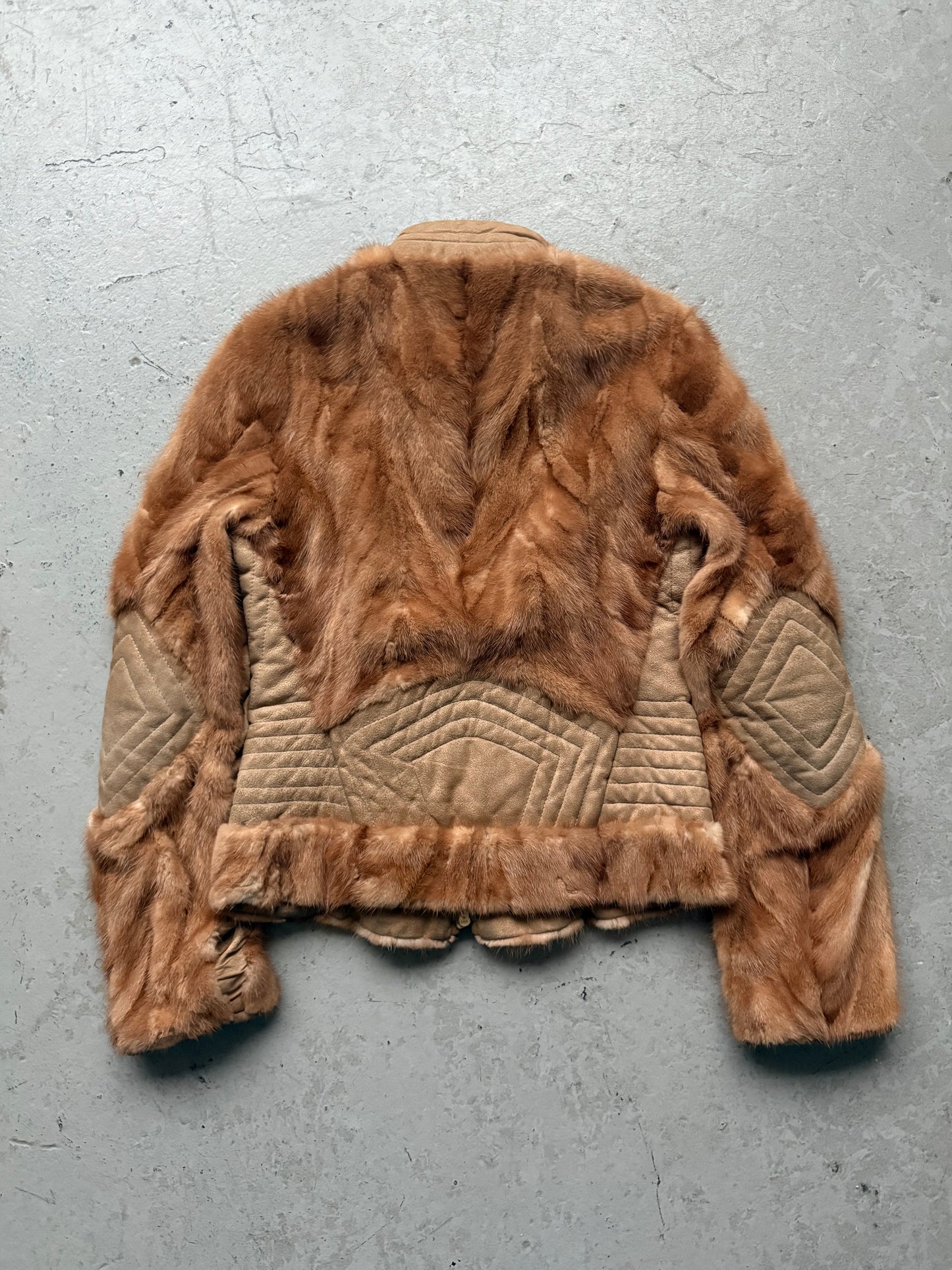 Roberto Cavalli Mink Fur Tan Jacket (S)