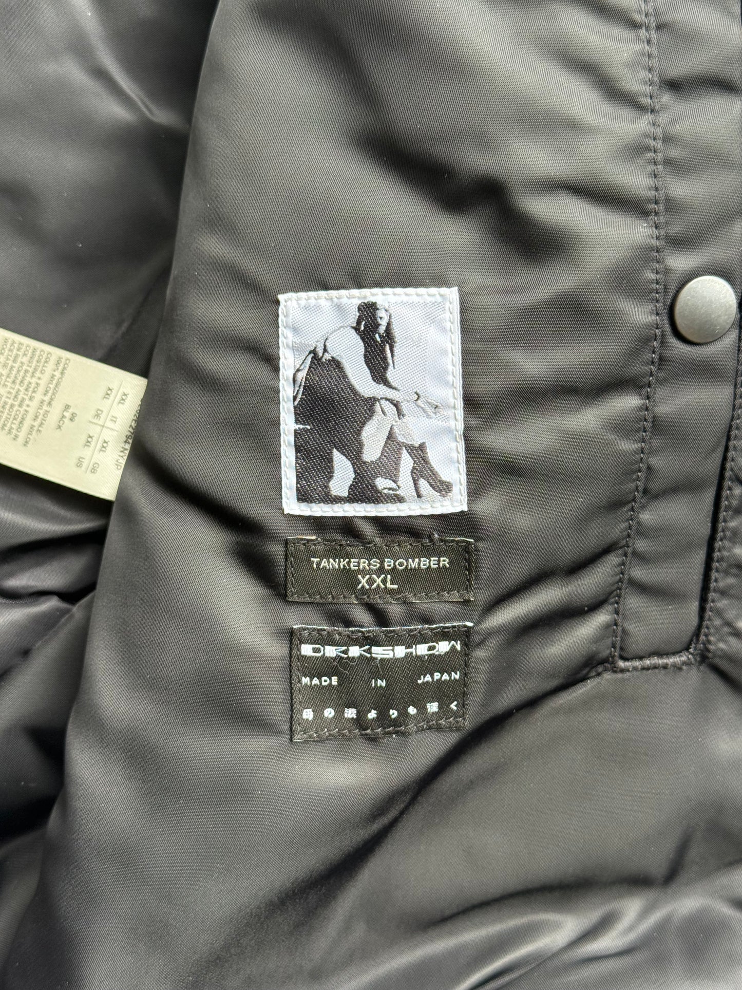 Rick Owens DRKSHDW FW25 Black Tankers Bomber Jacket (XXL)