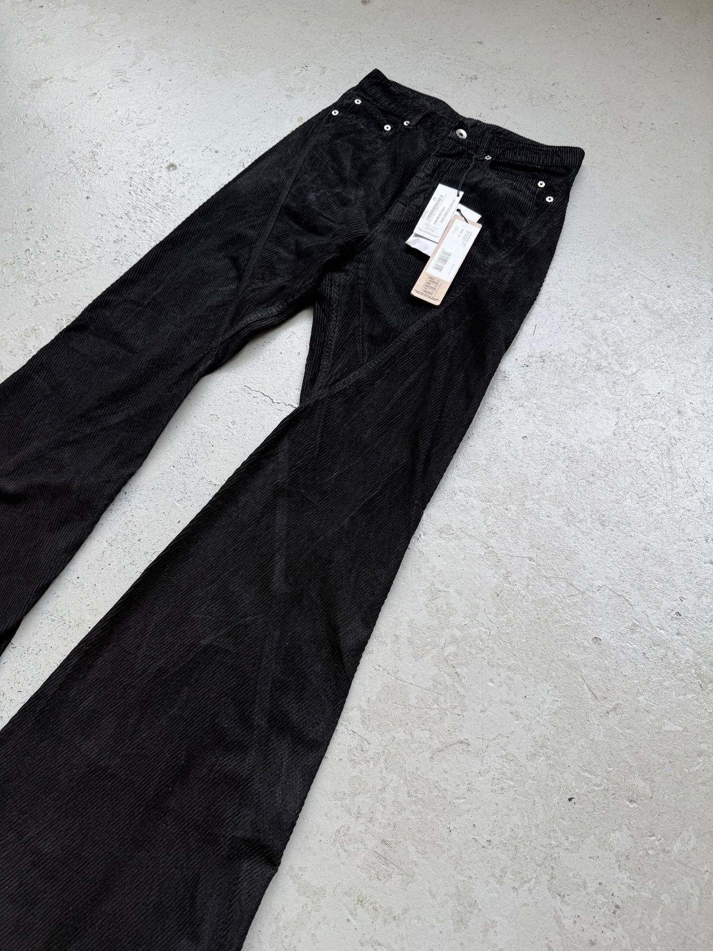 Rick Owens FW24 Black Bias Bootcut Corduroy  (28)