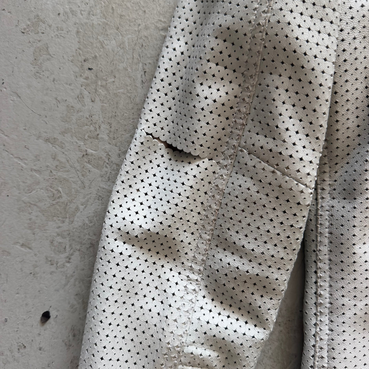 Liugoo Leathers Perforated Grey Leather Jacket (M)