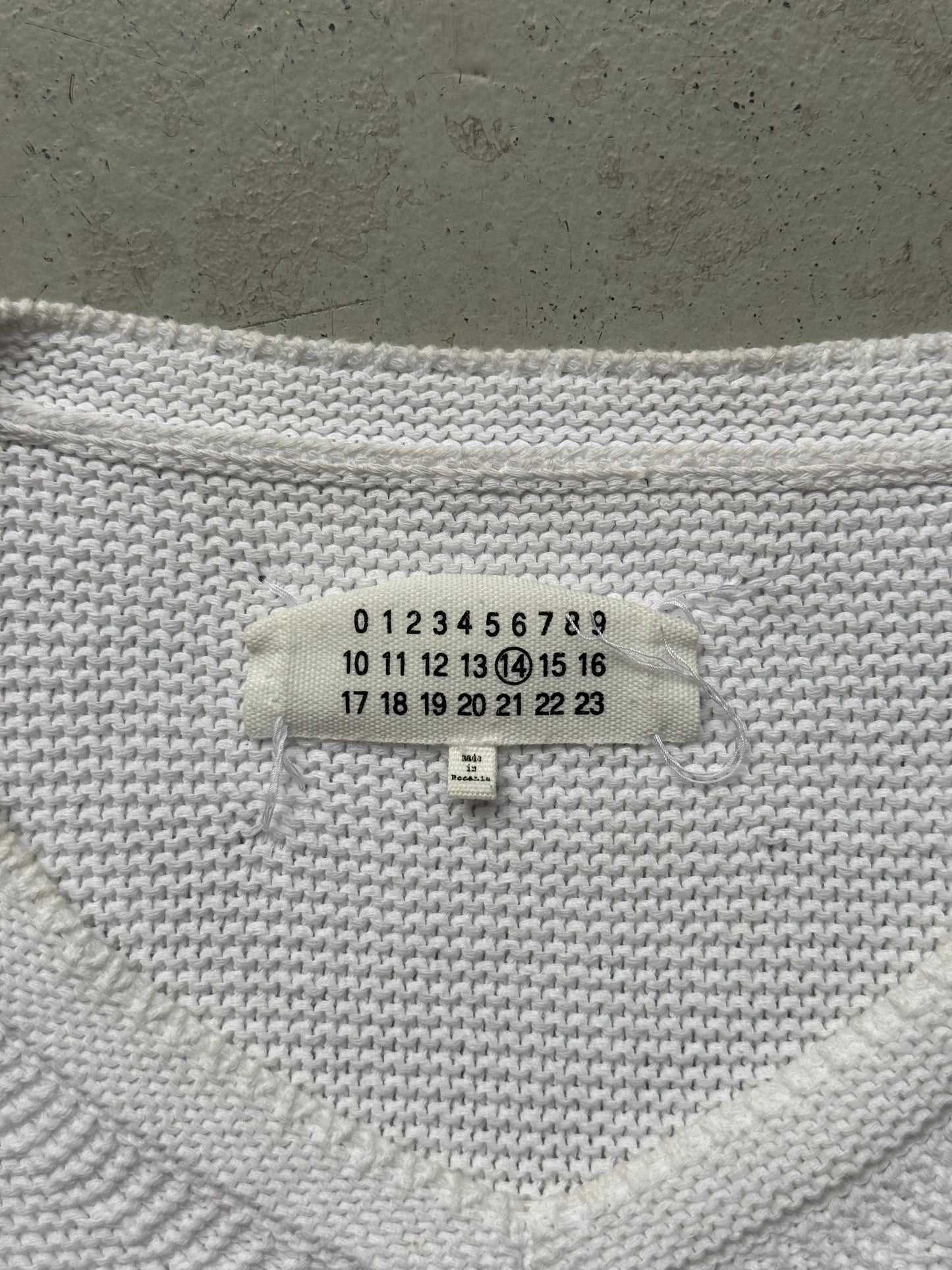 Maison Martin Margiela 14SS White V Neck Knit (XL)