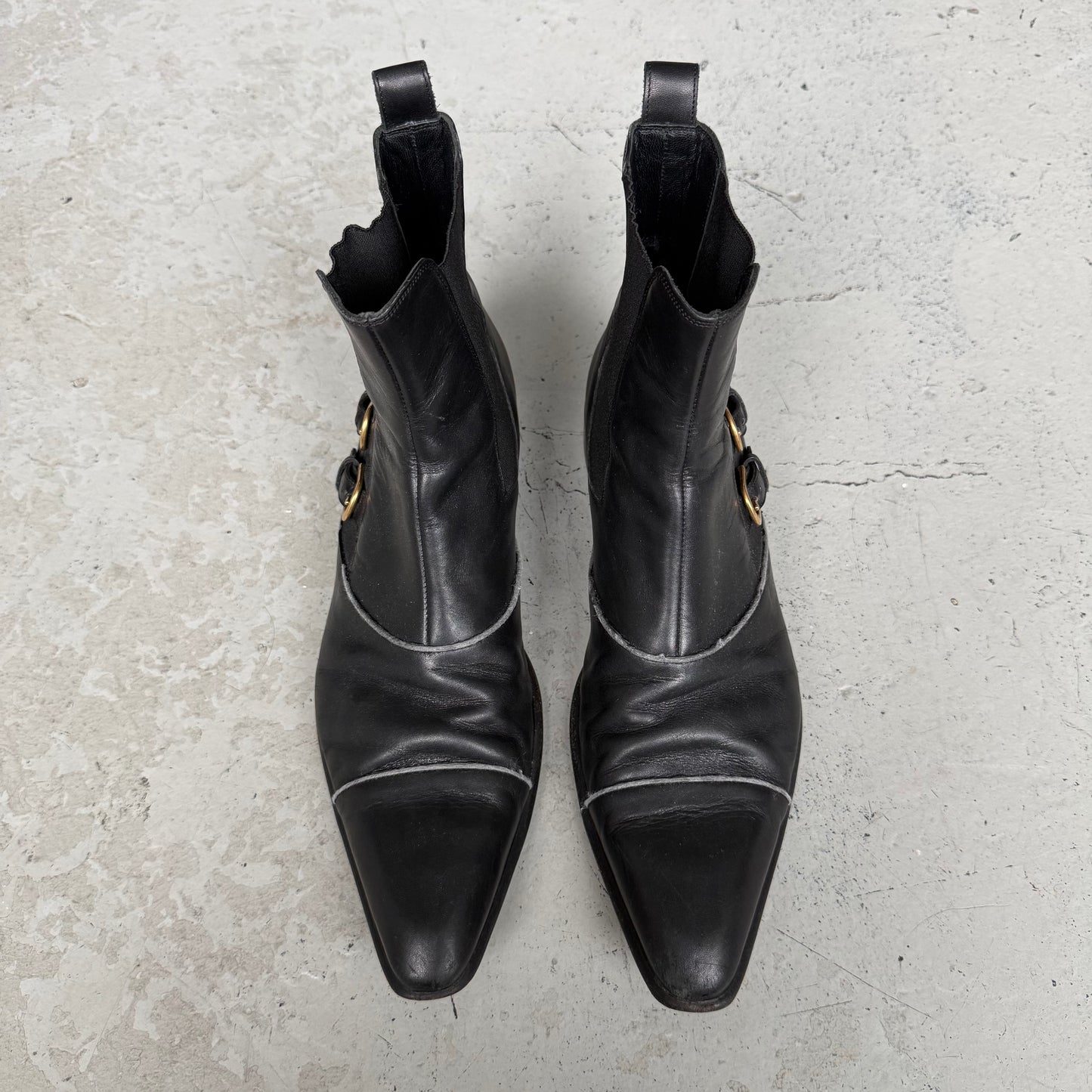 Dolce & Gabbana Black Leather Double Buckle Chelsea Boots (8)