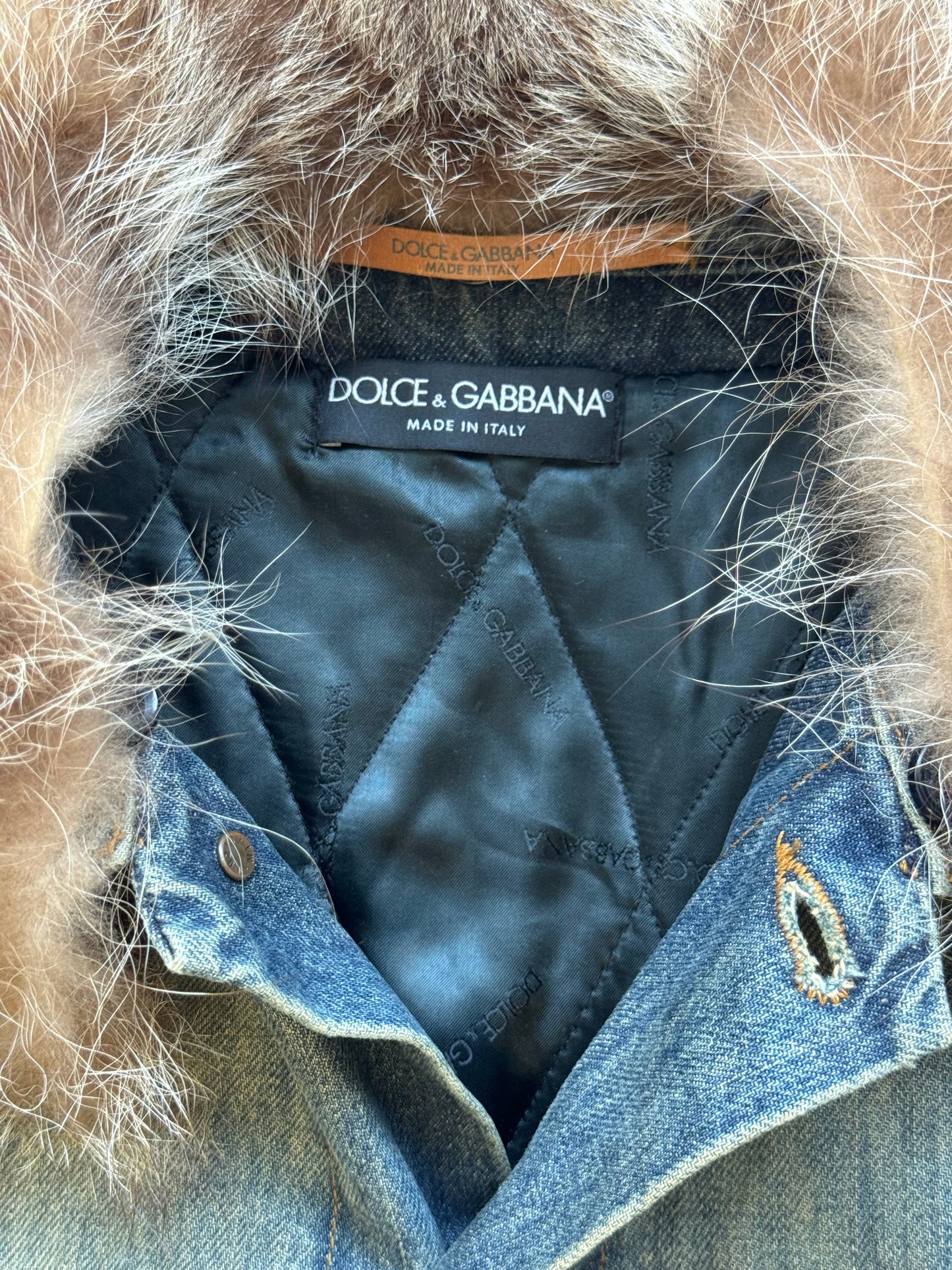Dolce & Gabbana 2000s Denim Jacket With Fur Collar (48)