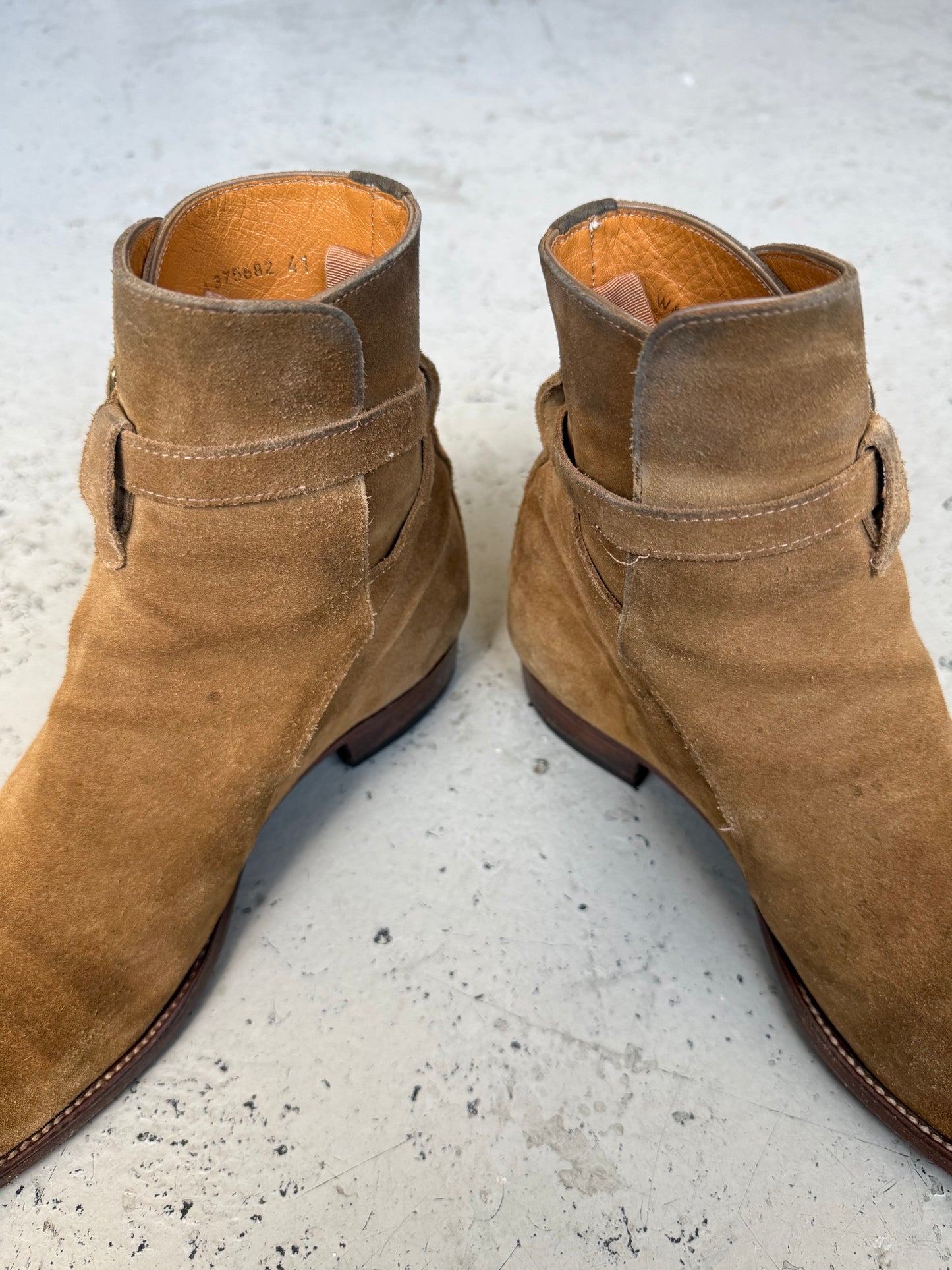 Saint Laurent Paris Wyatt Jodhpur Tan Suede Boots (41)
