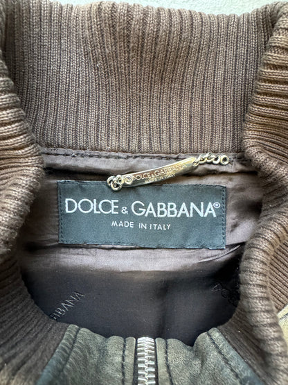 Dolce & Gabbana Multi Zip Lamb Skin Leather Faded Jacket (54)