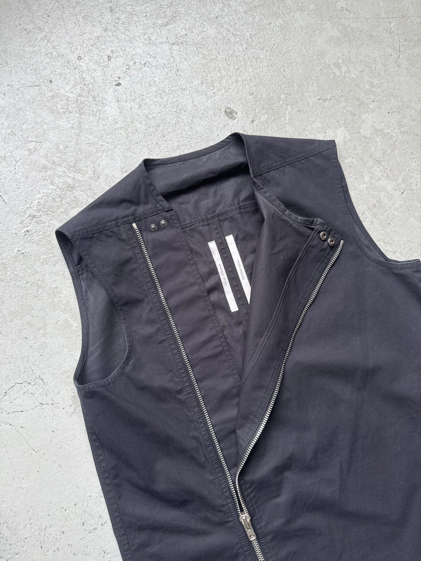 Rick Owens SS14 VICIOUS Sleeveless Assymetrical Zip Jacket (M)