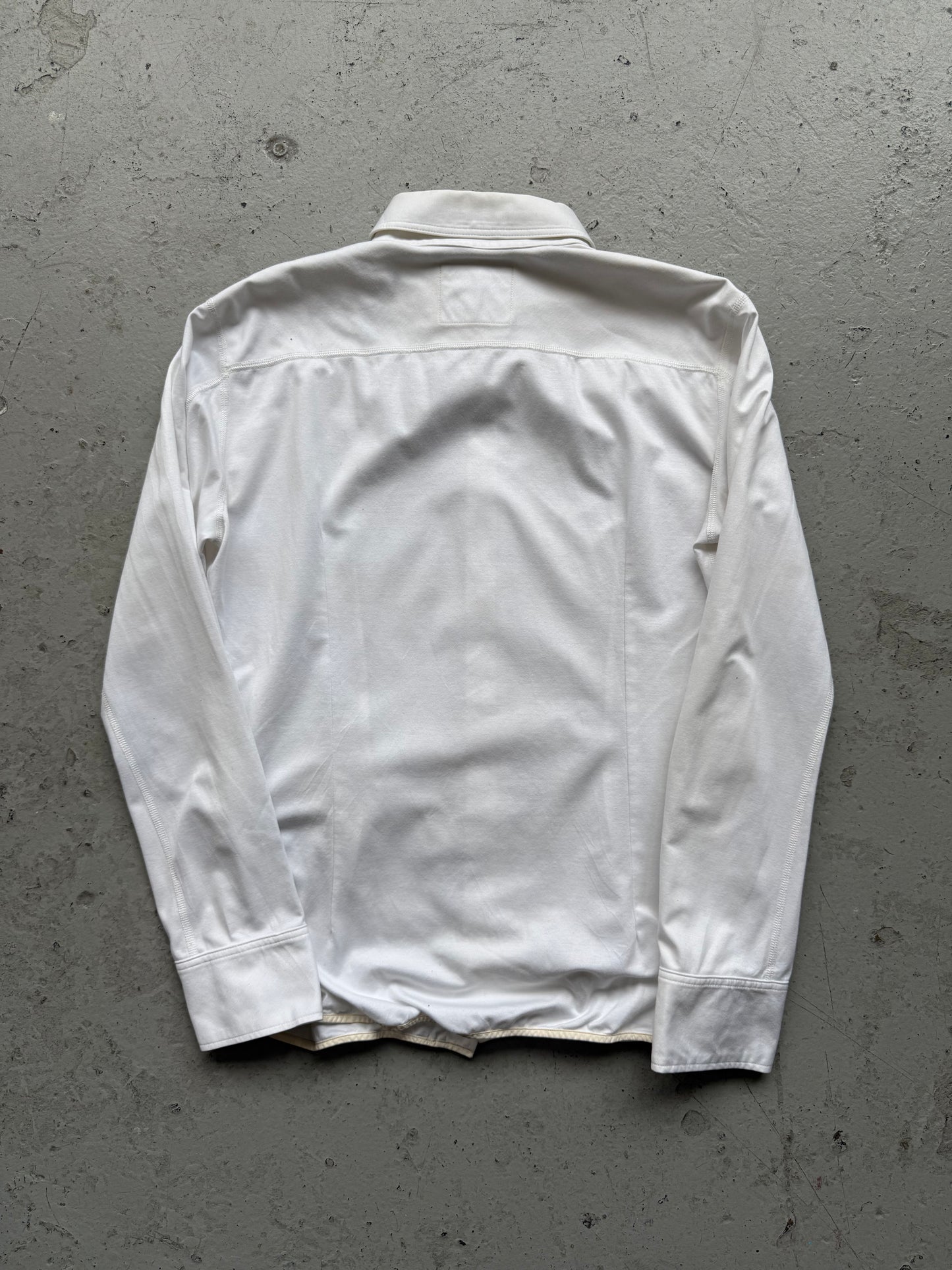 Isamu Katayama Backlash Leather Trim White Button Up Shirt (M)
