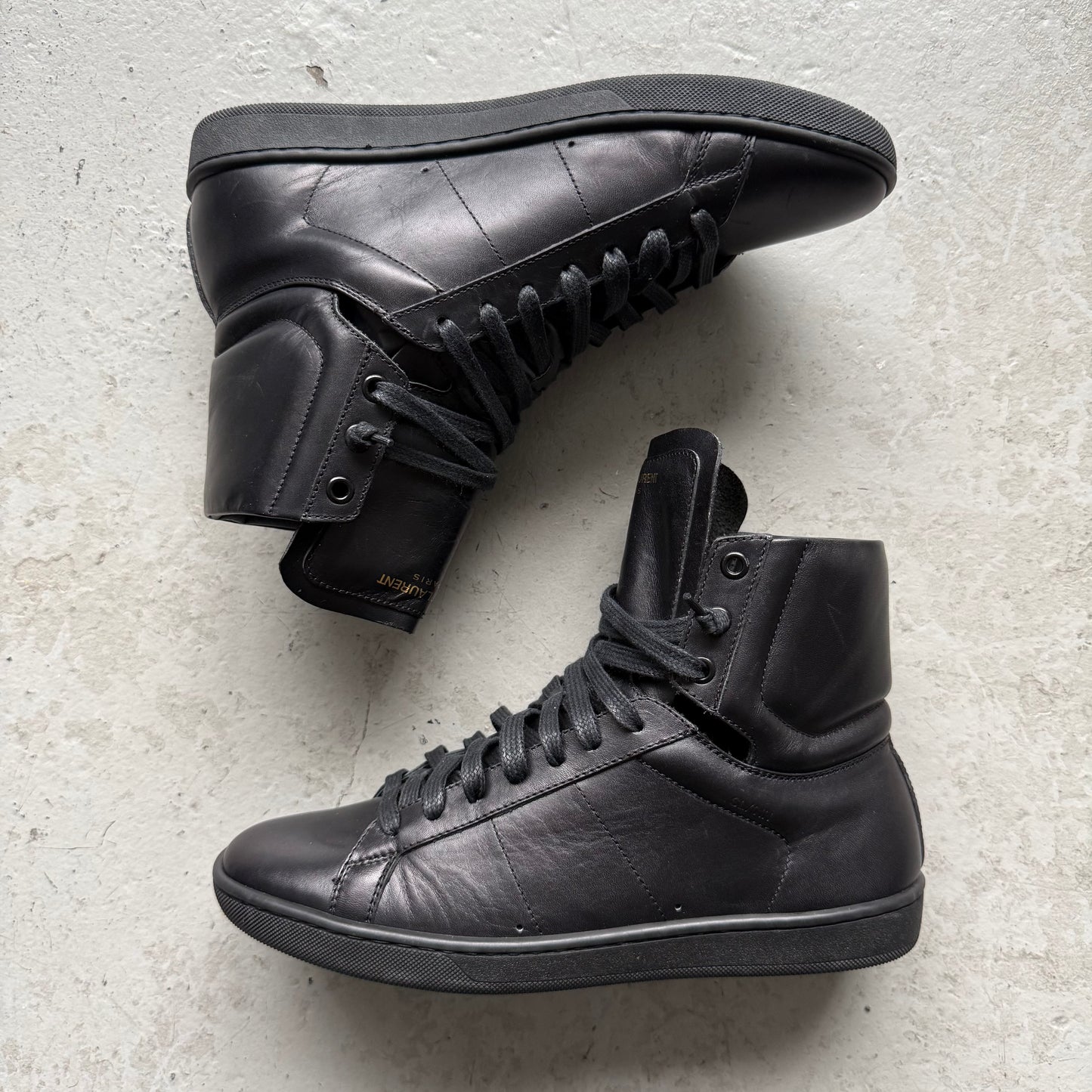 Saint Laurent Paris SL01H Black High Top Sneakers (39.5)
