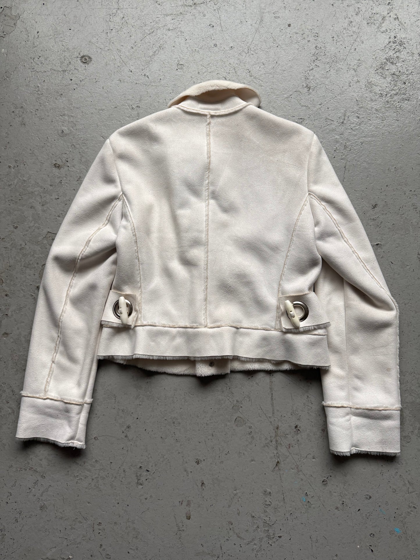 Emporio Armani White Fur Lined Asymmetrical Jacket (46)
