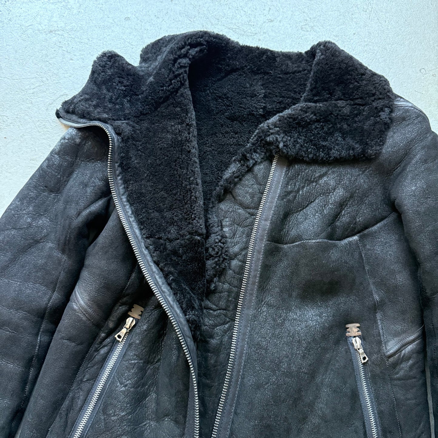 Isaac Sellam Black Shearling Coat (40)
