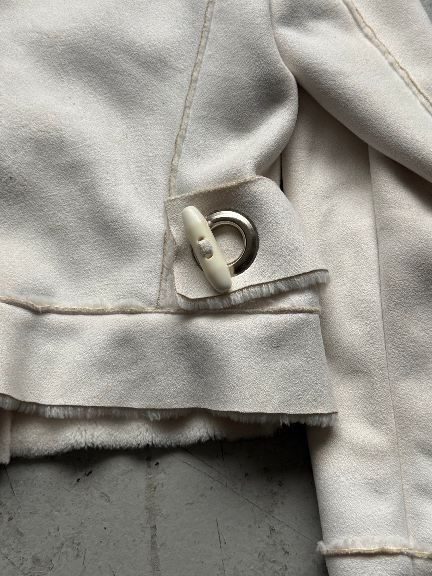 Emporio Armani White Fur Lined Asymmetrical Jacket (46)