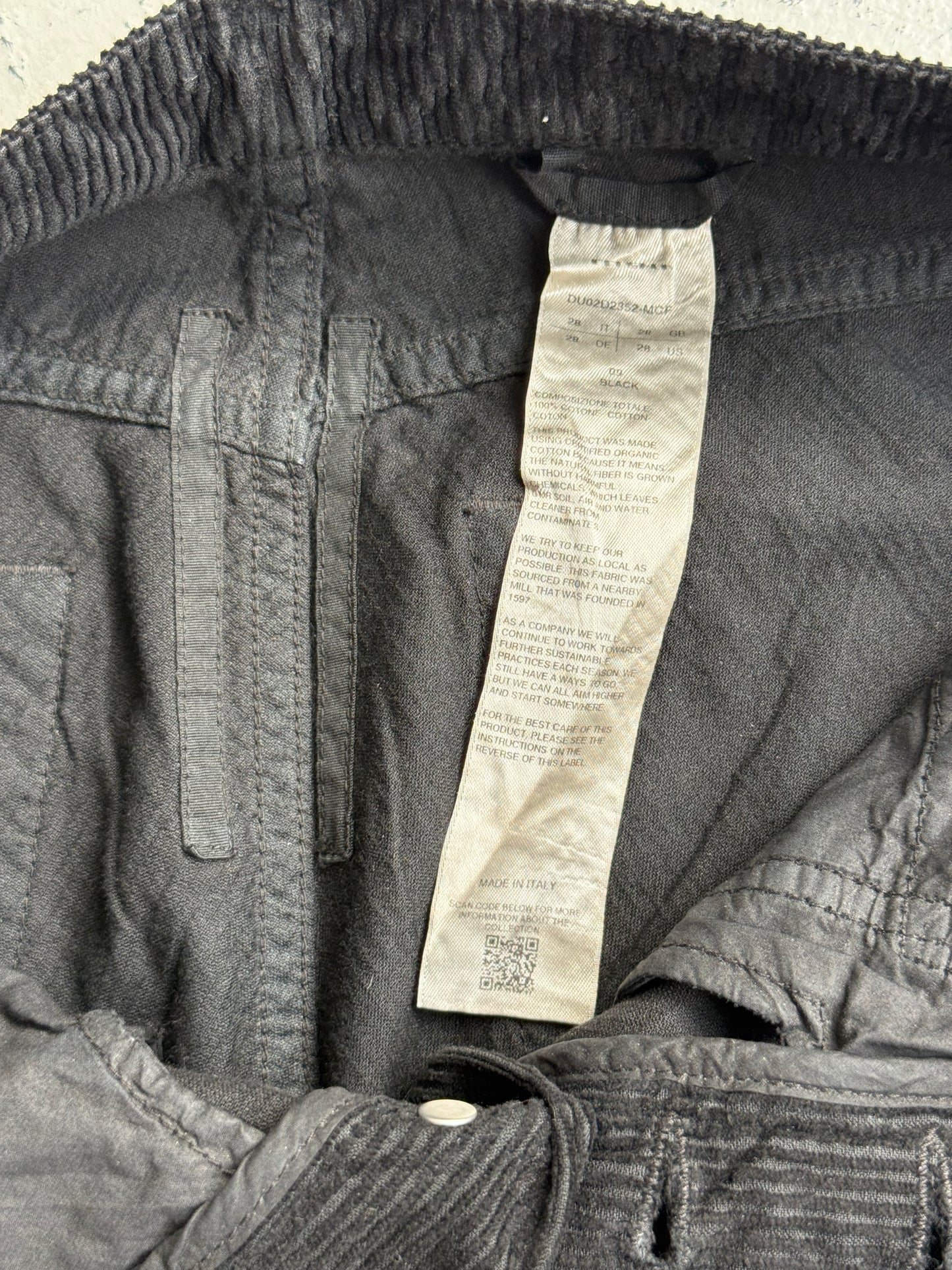 Rick Owens FW24 Black Bias Bootcut Corduroy  (28)