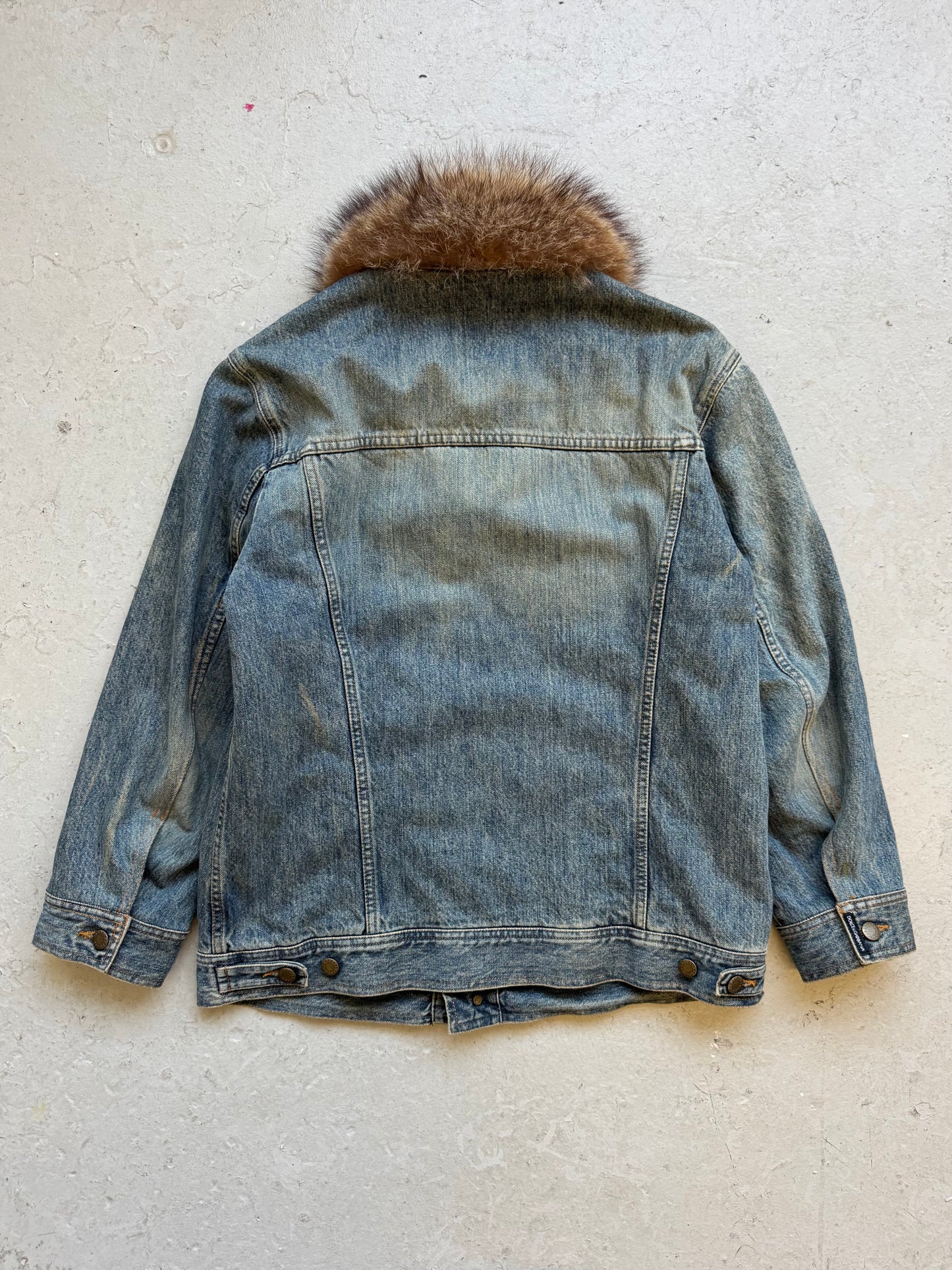 Dolce & Gabbana 2000s Denim Jacket With Fur Collar (48)