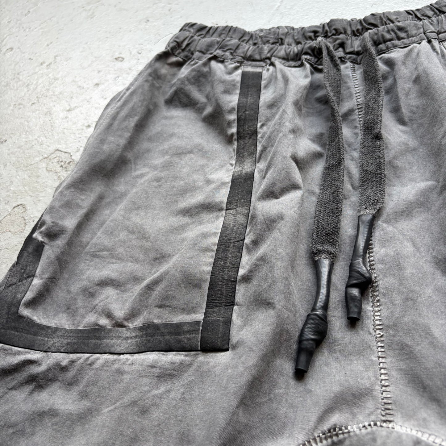 Isaac Sellam Stone Wash Drop Crotch Shorts (M)